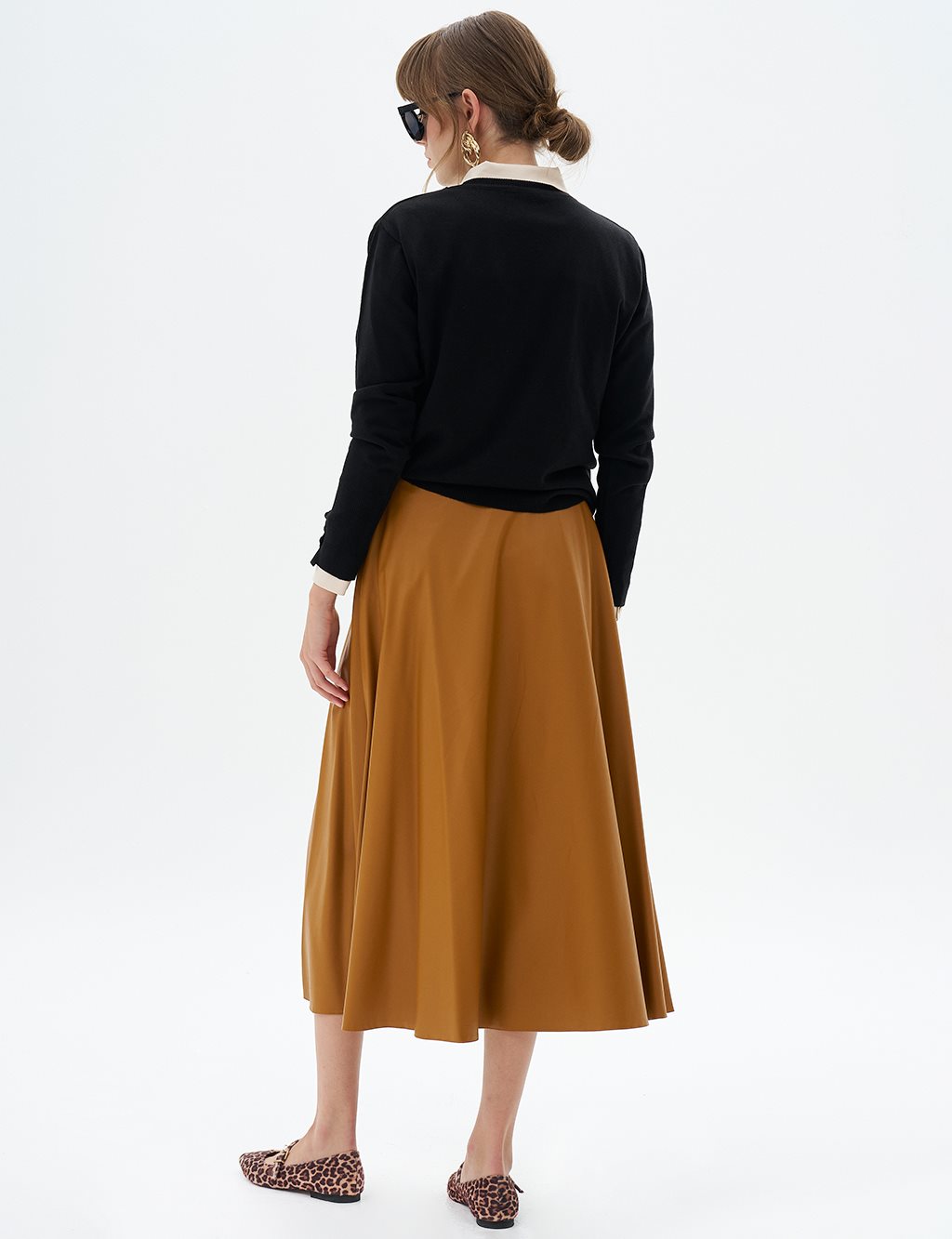 High Waist Faux Leather Skirt Mustard