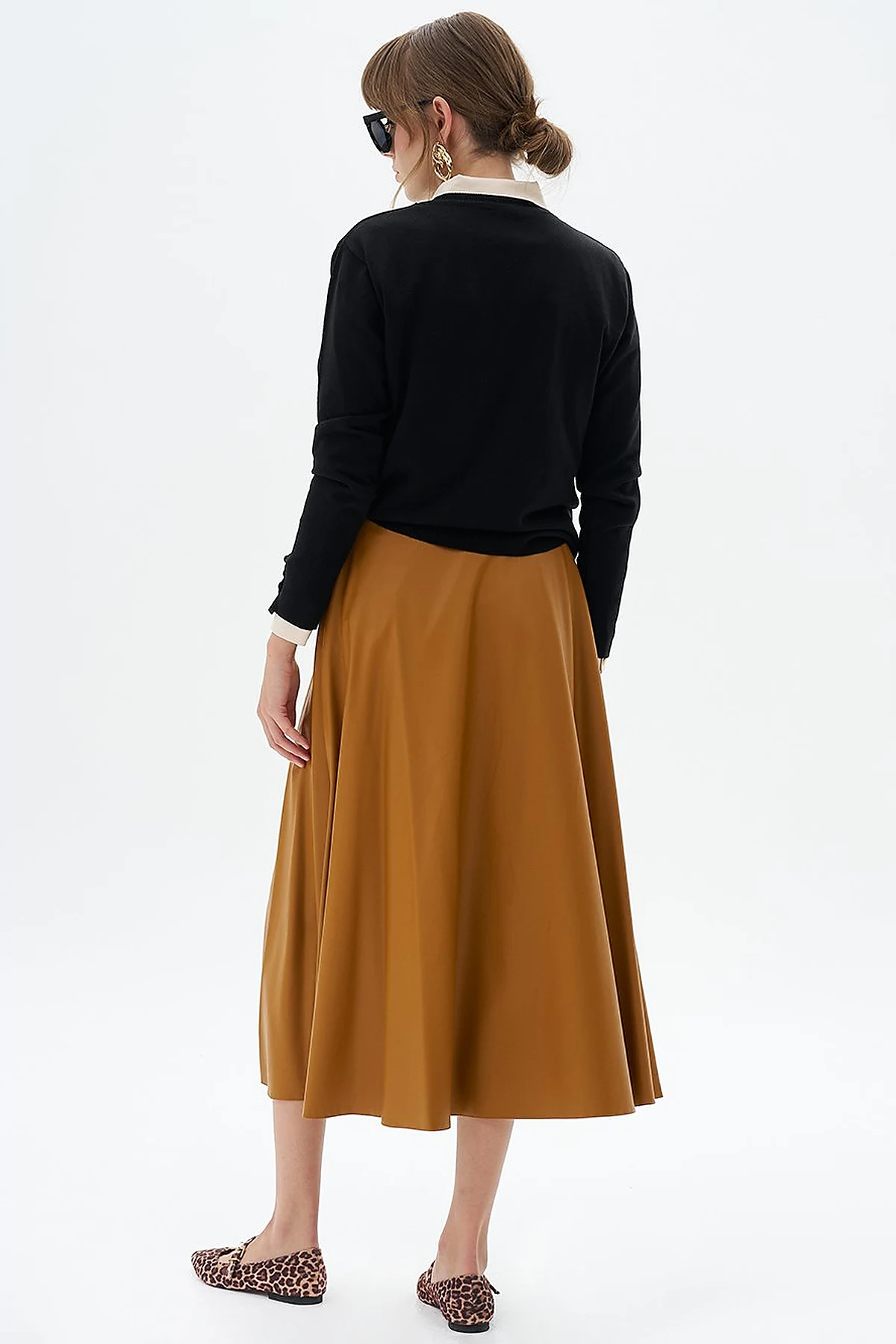 High Waist Faux Leather Skirt Mustard