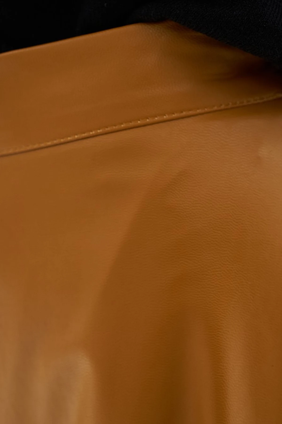 High Waist Faux Leather Skirt Mustard