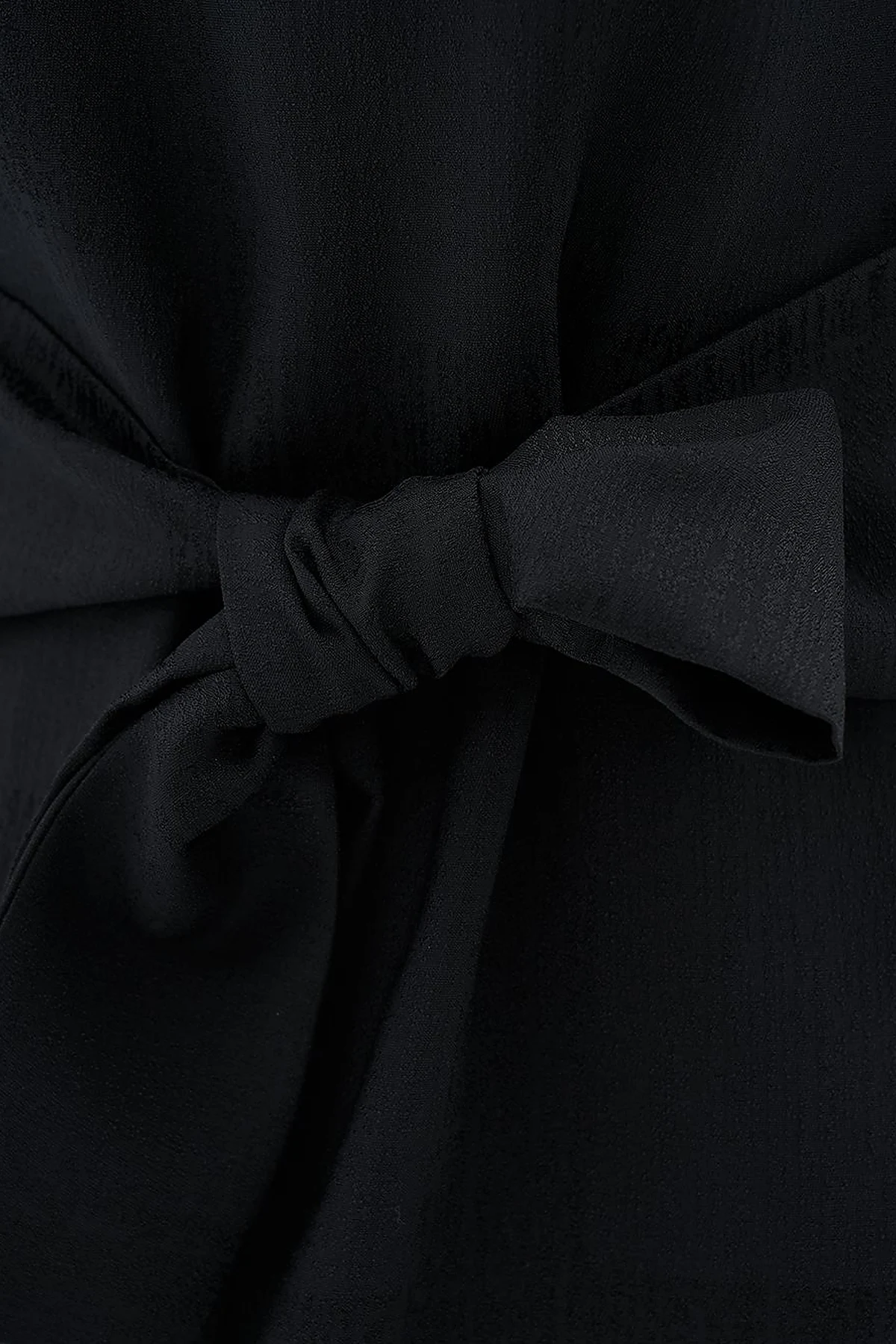 Belted Zero Collar Blouse Black