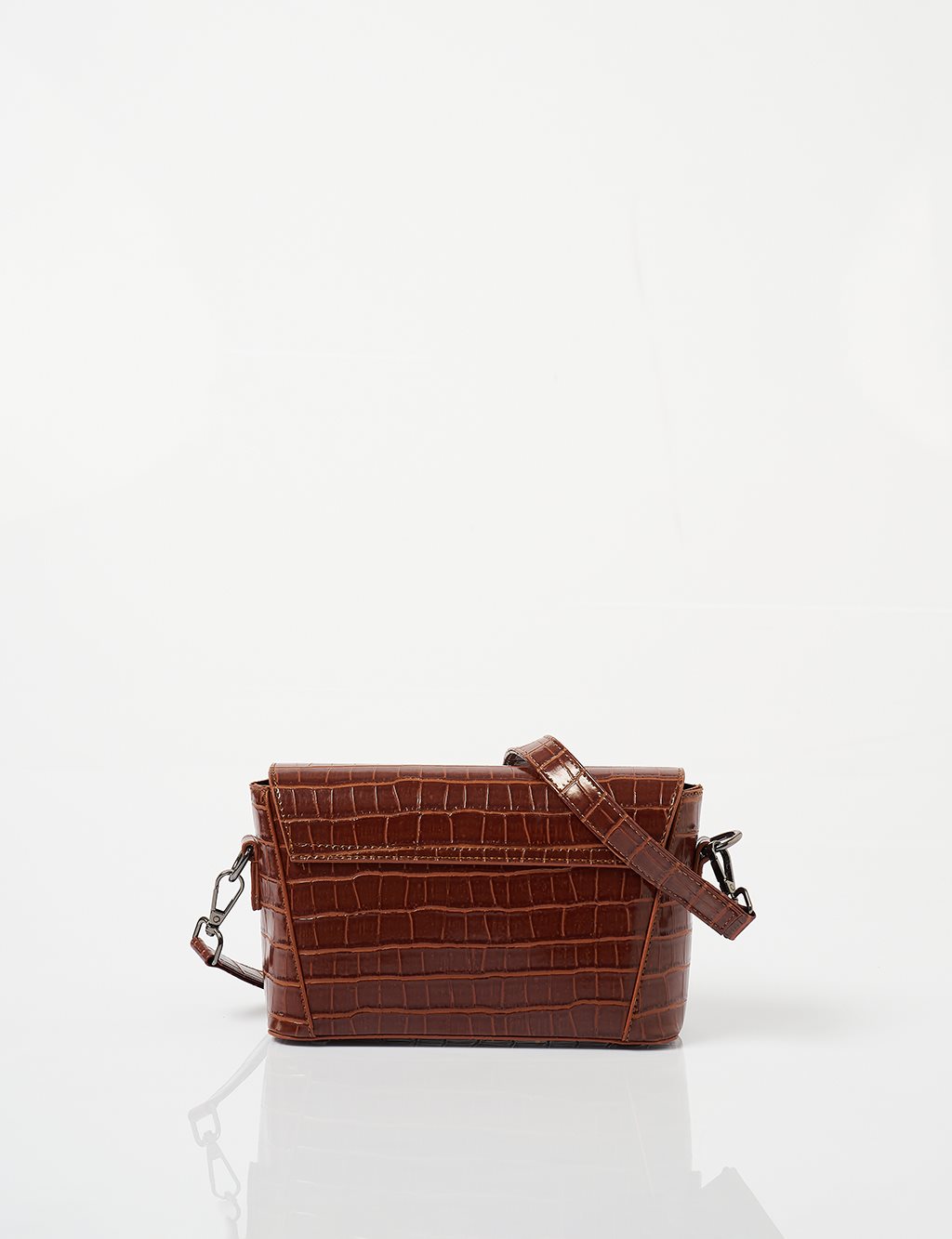 Croco Pattern Baguette Bag Coffee