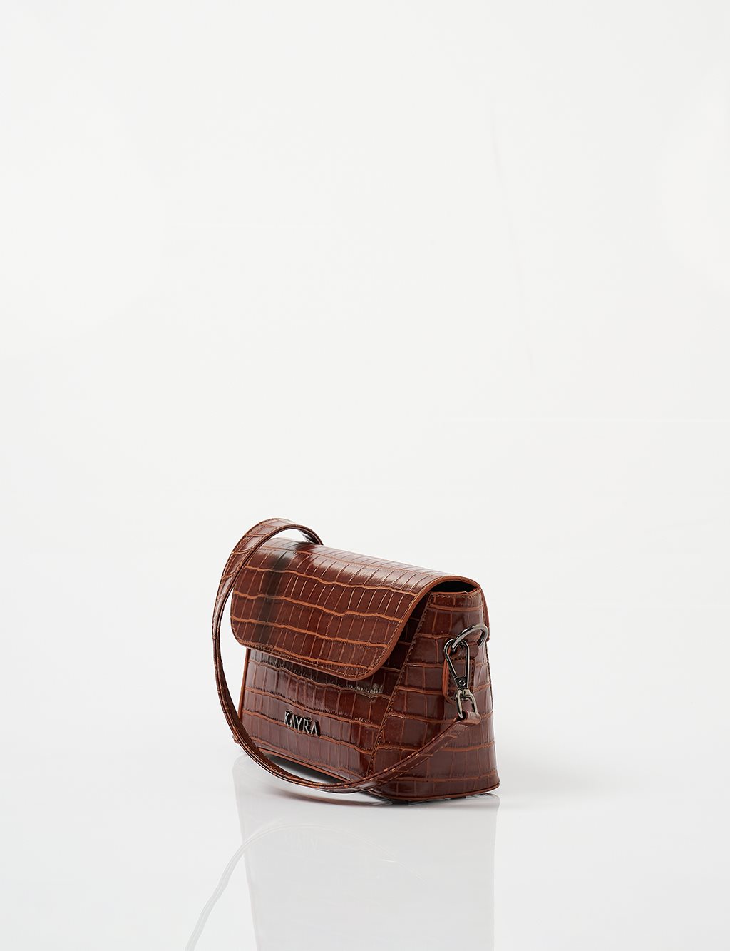 Croco Pattern Baguette Bag Coffee