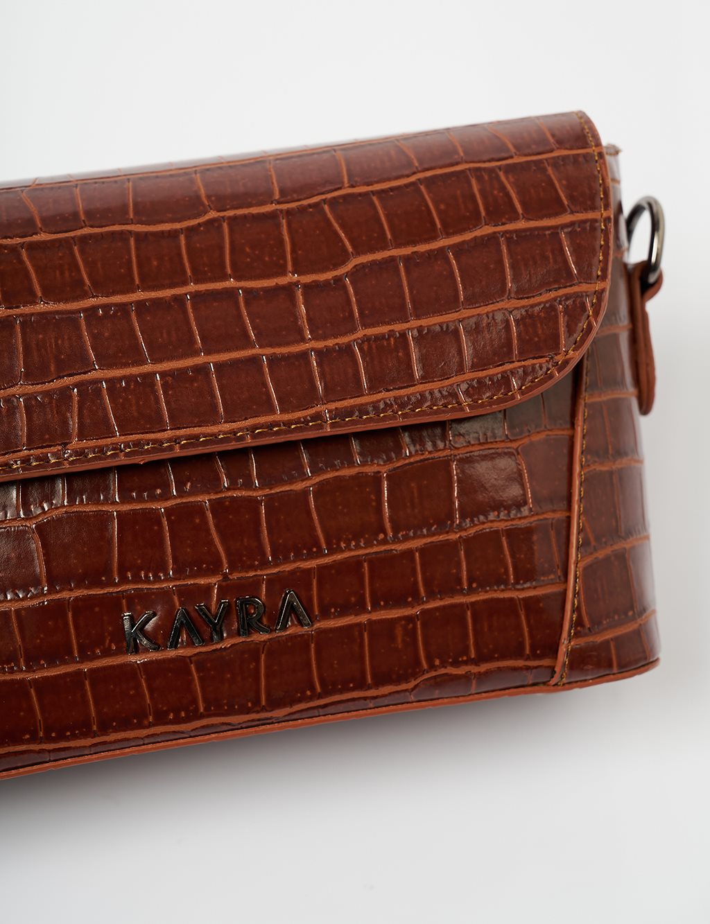 Croco Pattern Baguette Bag Coffee