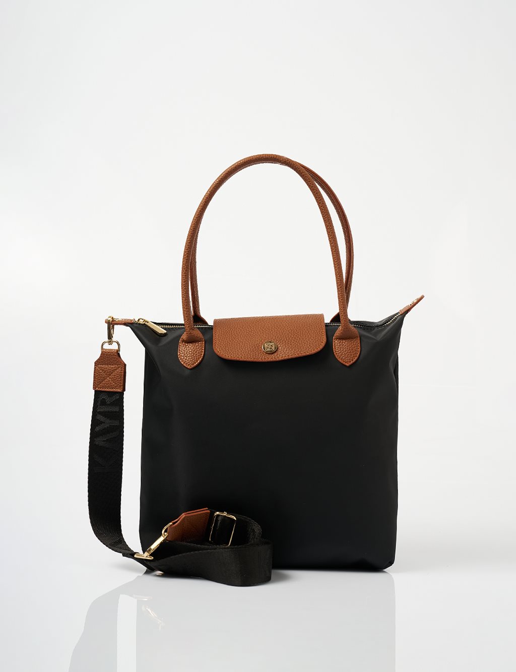 Large Snap Shopper Bag Black