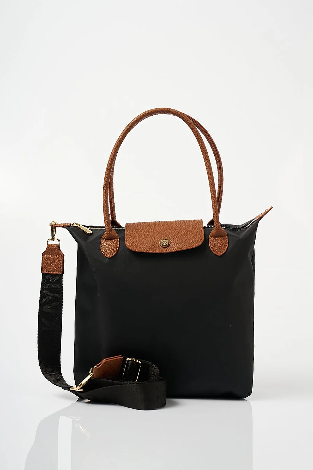 Büyük Boy Çıt Çıtlı Shopper Çanta Siyah