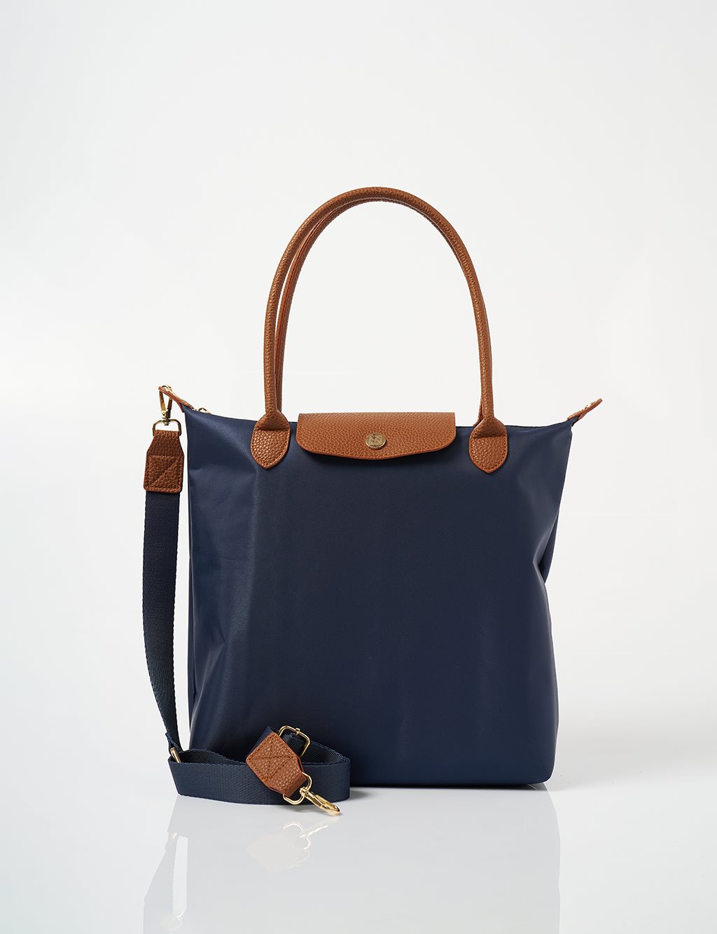 Large Snap Shopper Bag Navy Blue