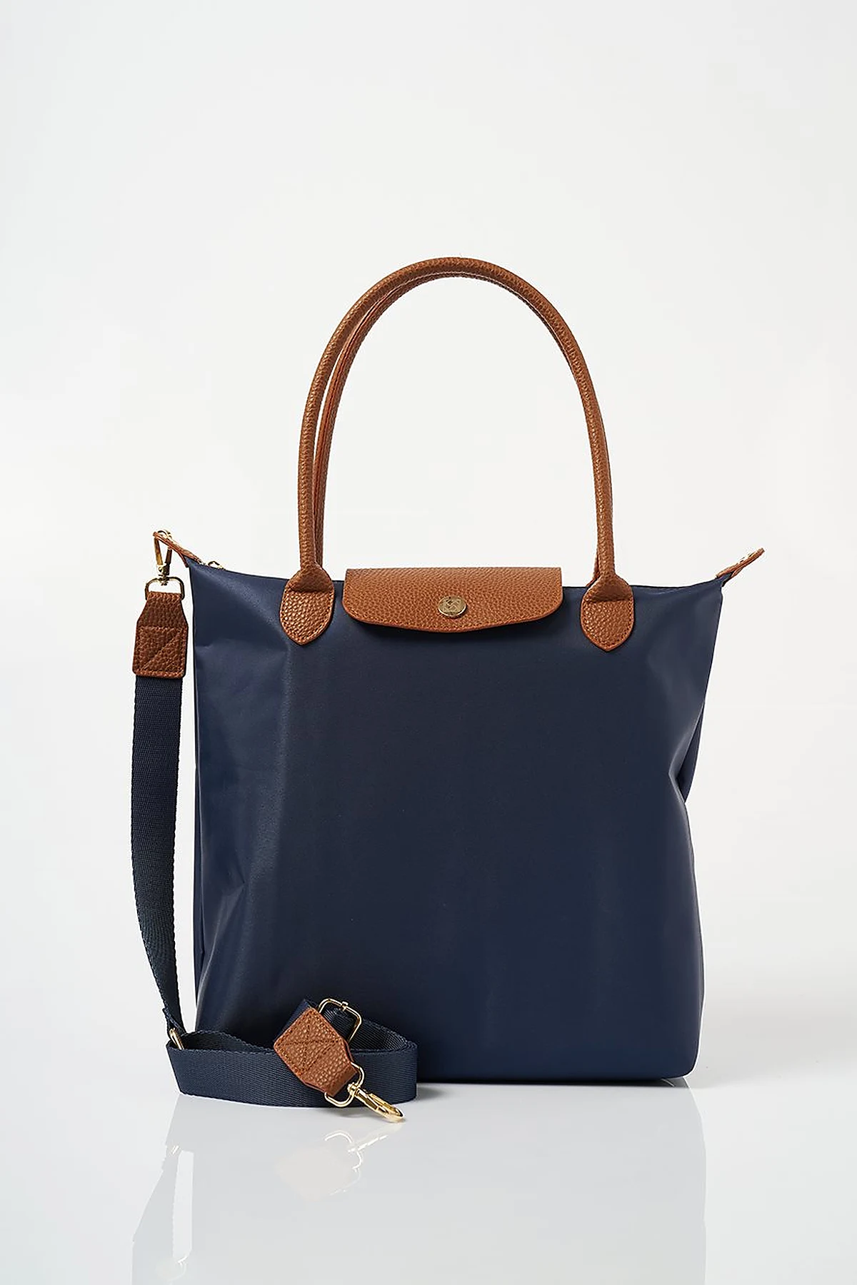 Large Snap Shopper Bag Navy Blue