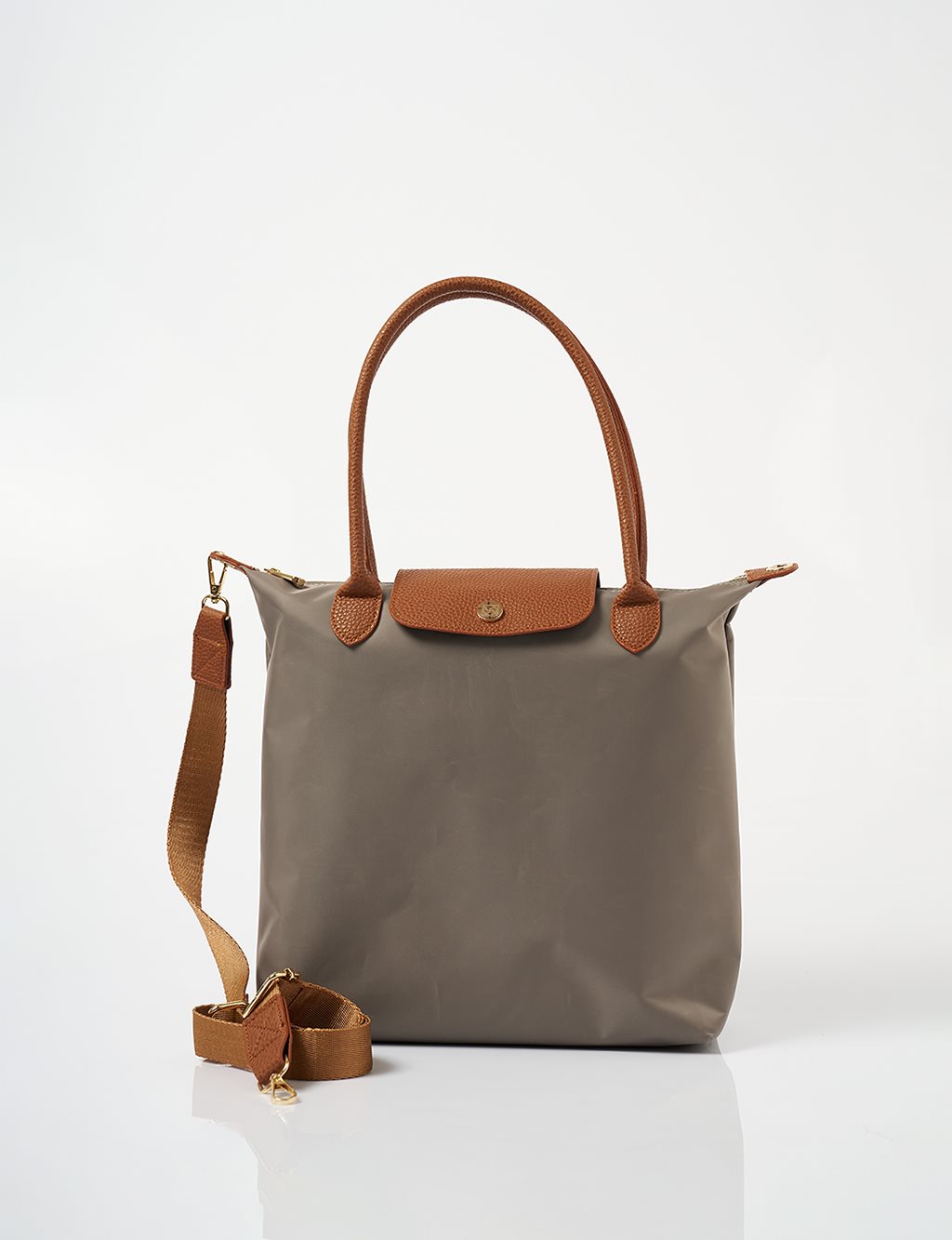 Büyük Boy Çıt Çıtlı Shopper Çanta Vizon