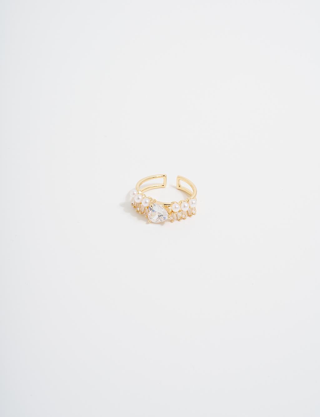 Row Stone Arrangement Ring Gold