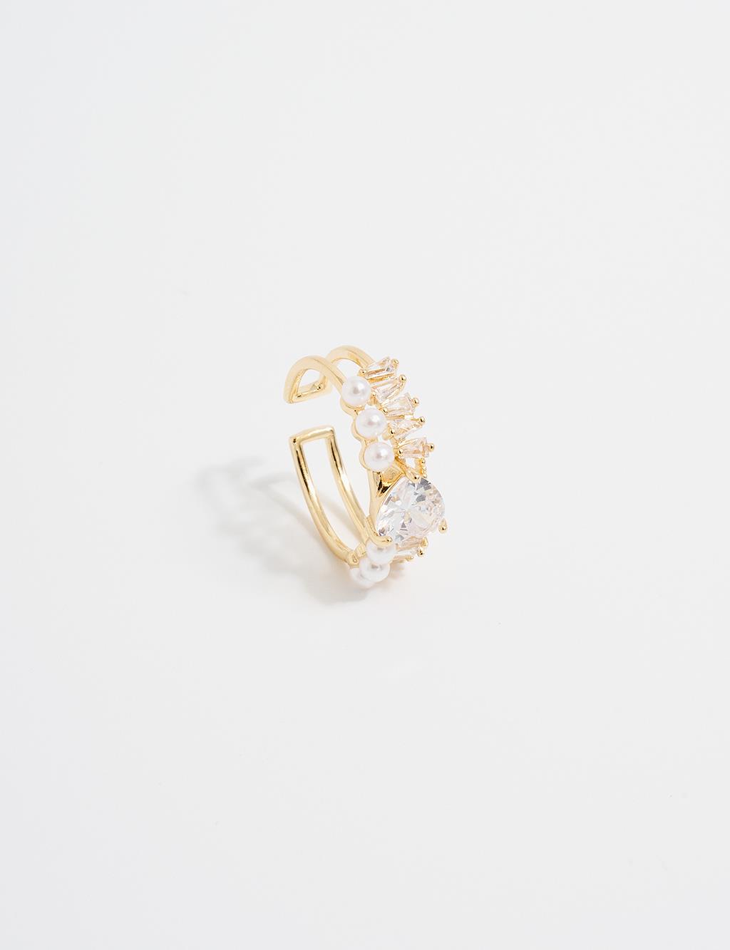 Row Stone Arrangement Ring Gold