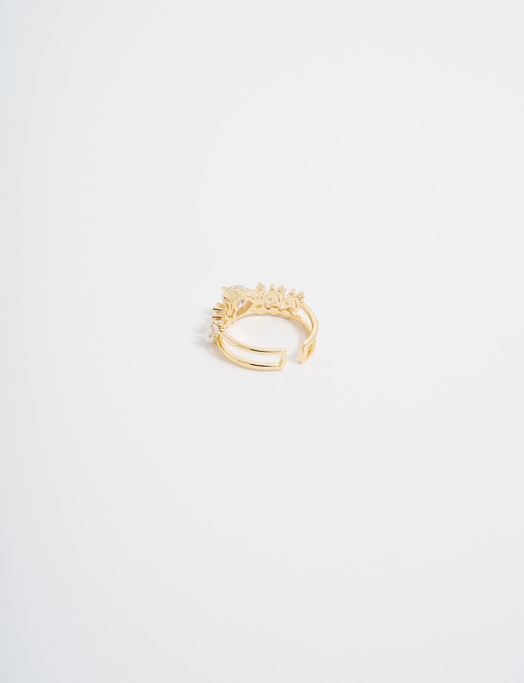 Row Stone Arrangement Ring Gold