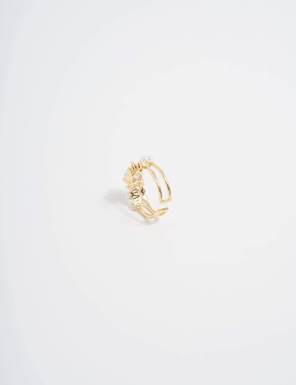 Row Stone Arrangement Ring Gold