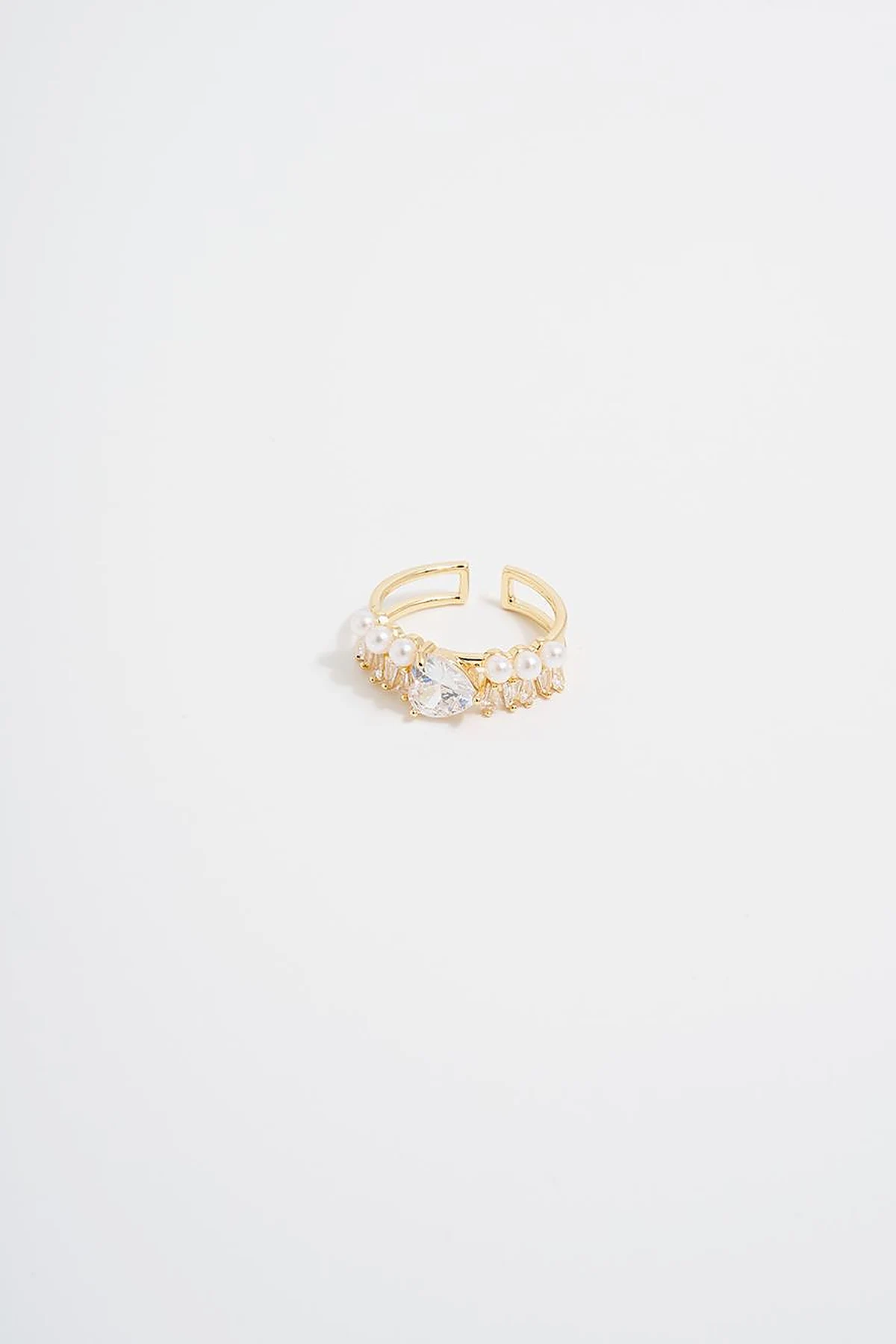Row Stone Arrangement Ring Gold