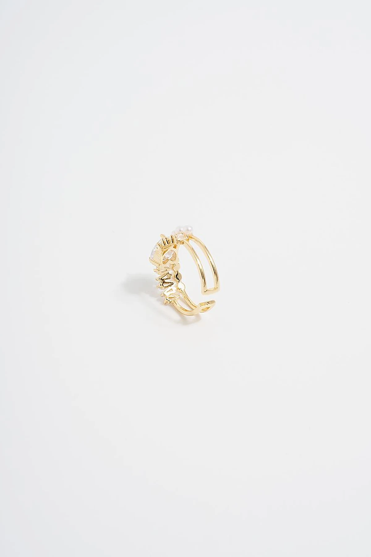Row Stone Arrangement Ring Gold
