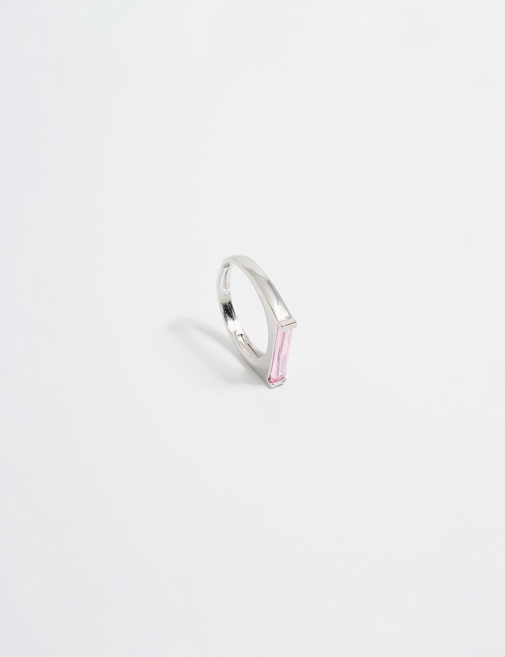 Minimalist Baguette Stone Ring Silver