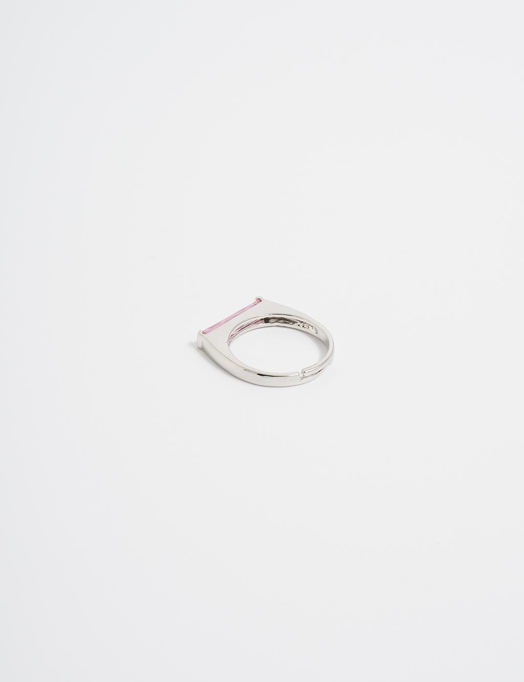 Minimalist Baguette Stone Ring Silver