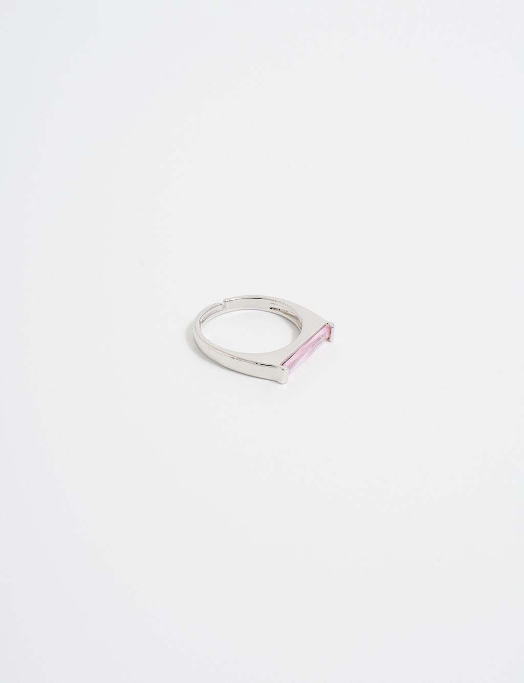 Minimalist Baguette Stone Ring Silver