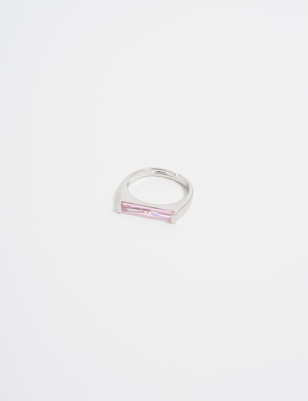 Minimalist Baguette Stone Ring Silver