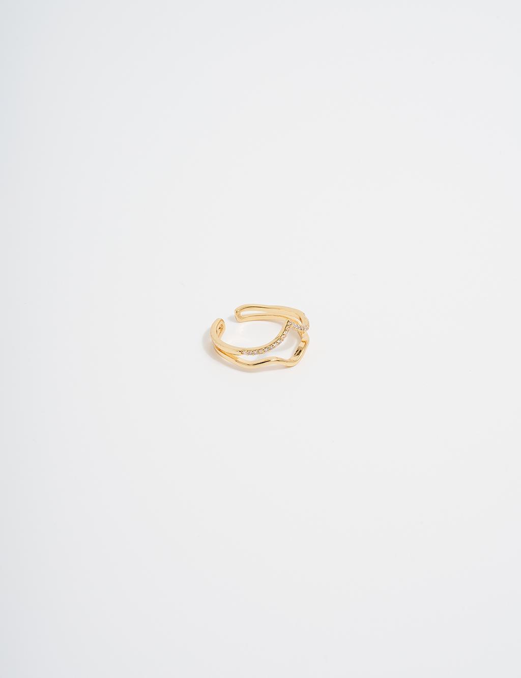 Çift Görünümlü Minimalist Yüzük Gold