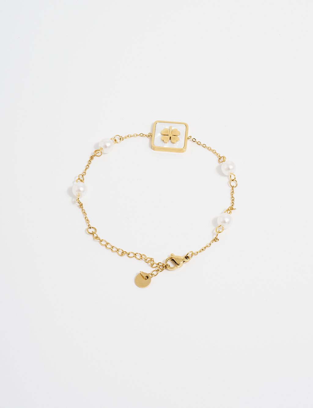 Clover and Pearl-Shaped Bracelet in Gold