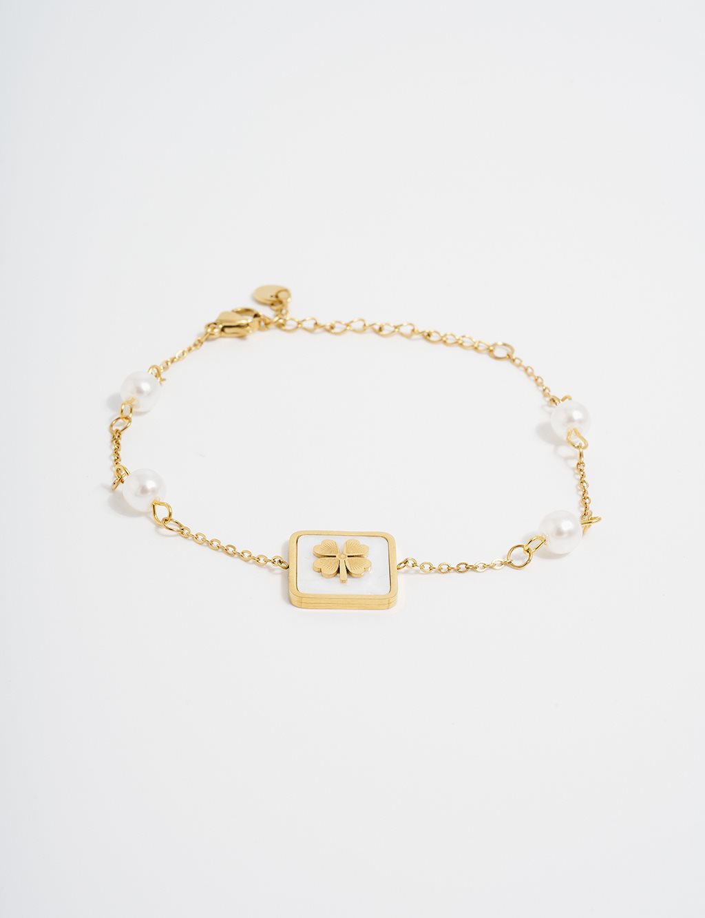 Clover and Pearl-Shaped Bracelet in Gold