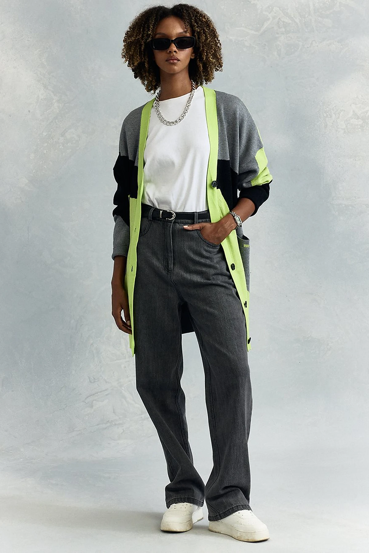 Straight Fit Denim Pants Gray