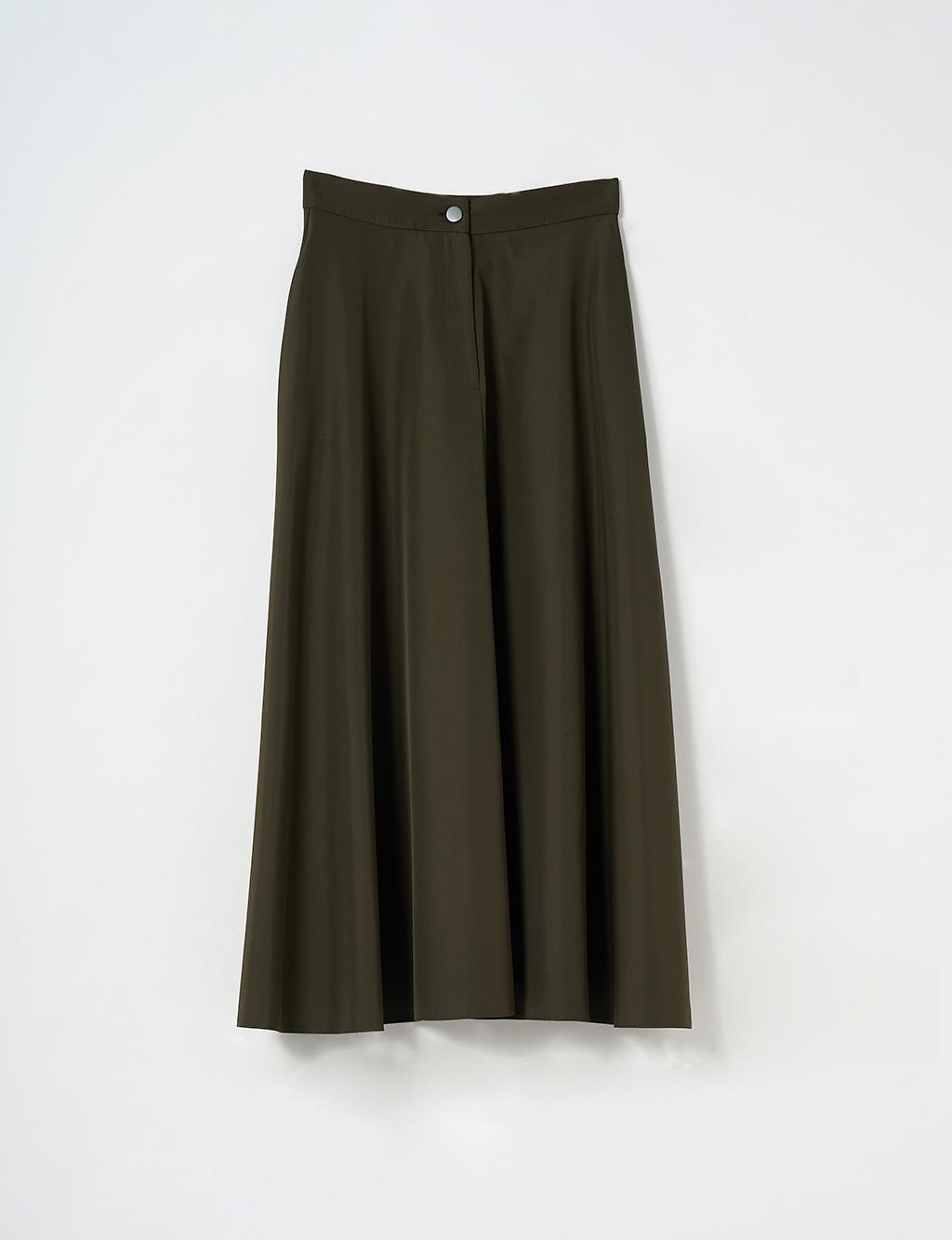 Flared Skirt with Zippered Pocket Detail Khaki