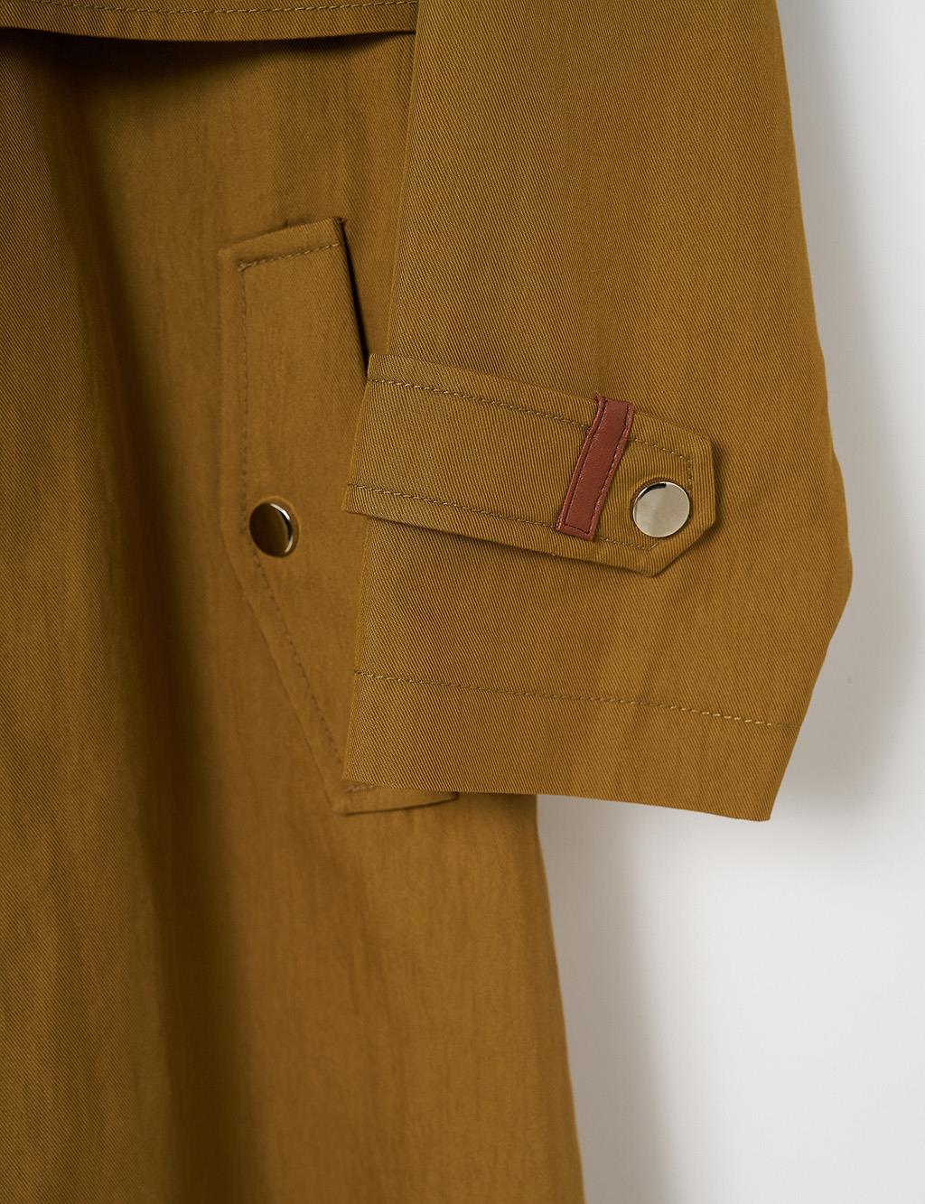 Pocket Detailed Stand Collar Dark Olive