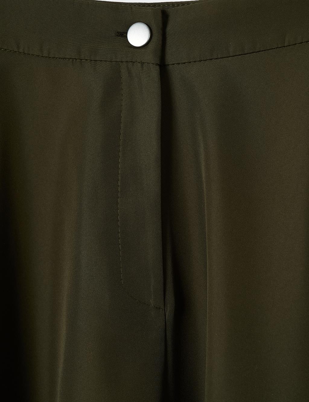 Flared Skirt with Zippered Pocket Detail Khaki