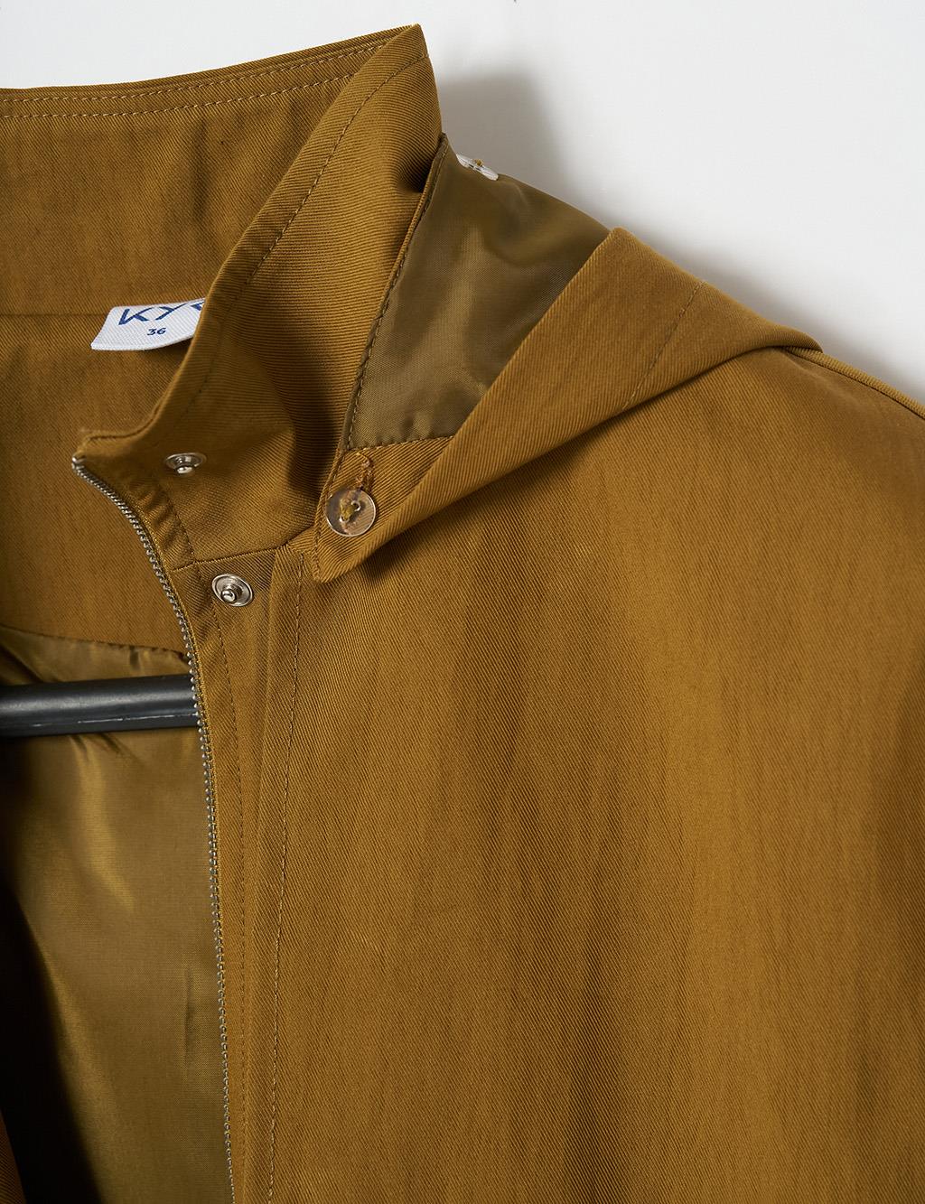 Pocket Detailed Stand Collar Dark Olive