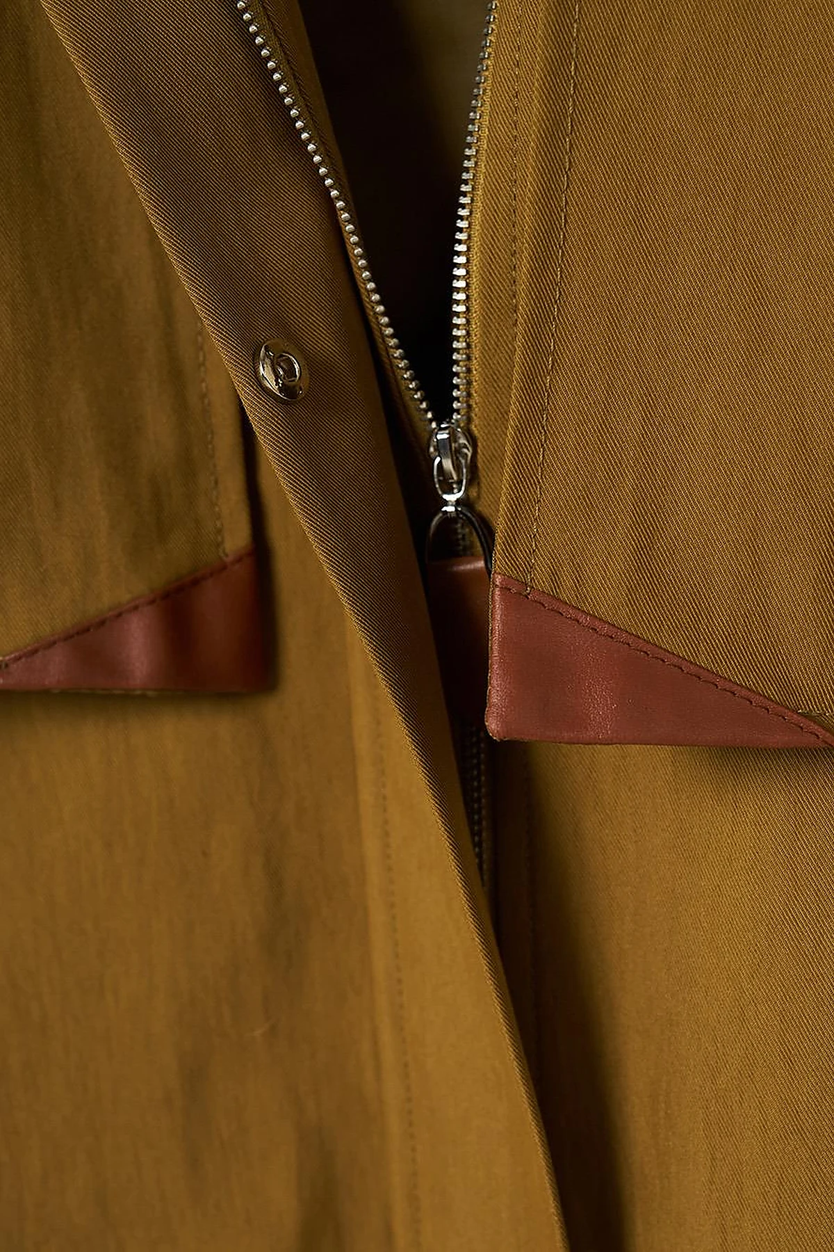 Stand Collar Coat with Pocket Detail Dark Olive