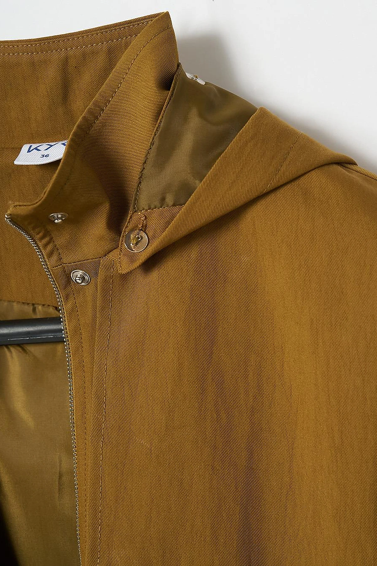 Stand Collar Coat with Pocket Detail Dark Olive