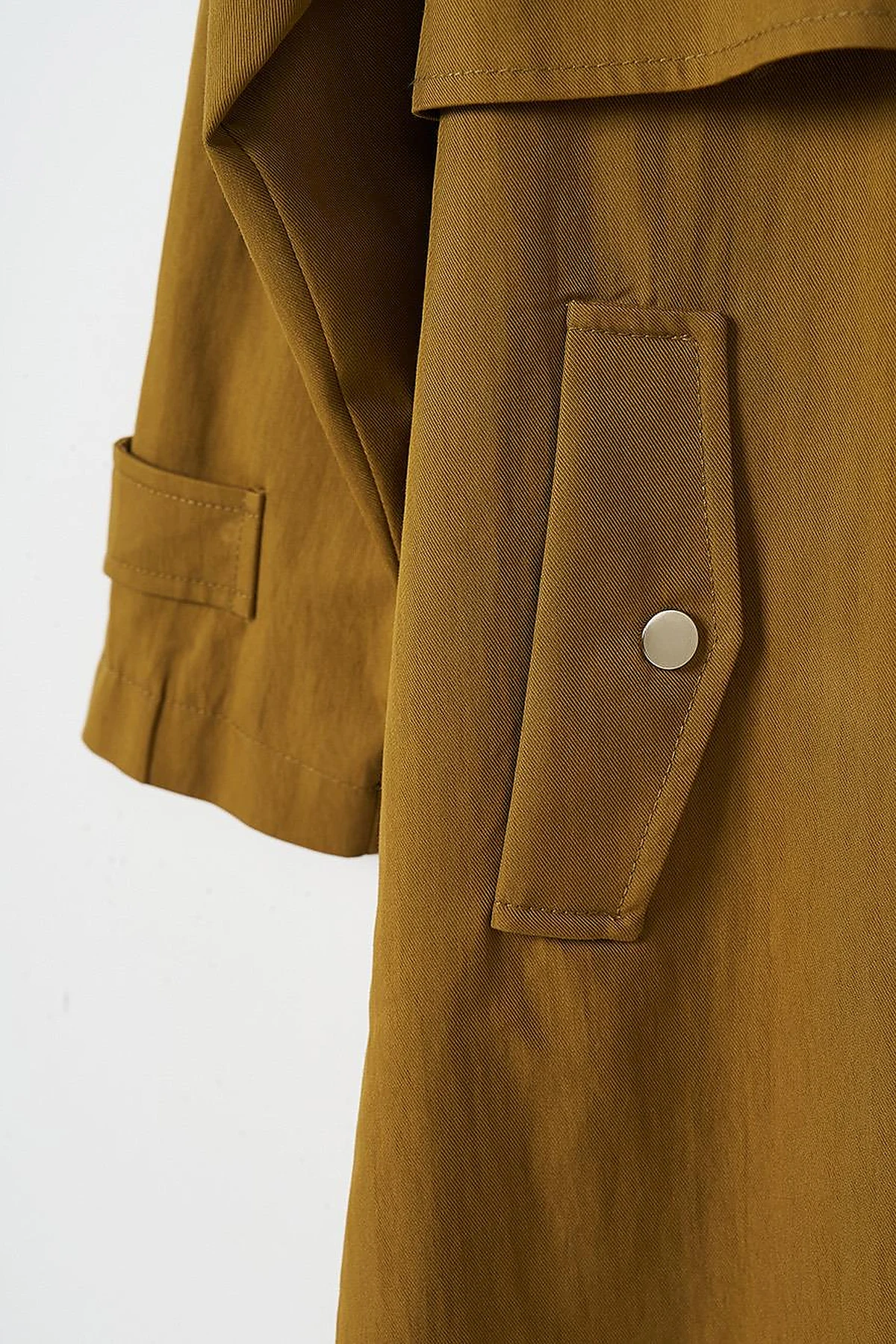 Stand Collar Coat with Pocket Detail Dark Olive
