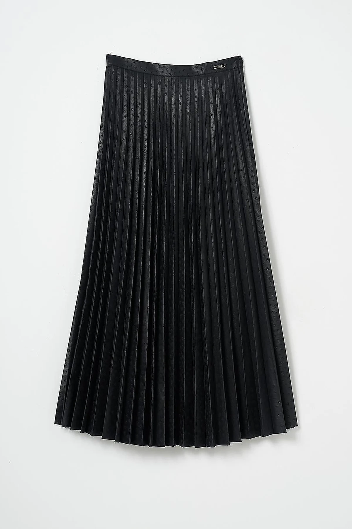 Polka Dot Patterned Pleated Skirt Navy Blue