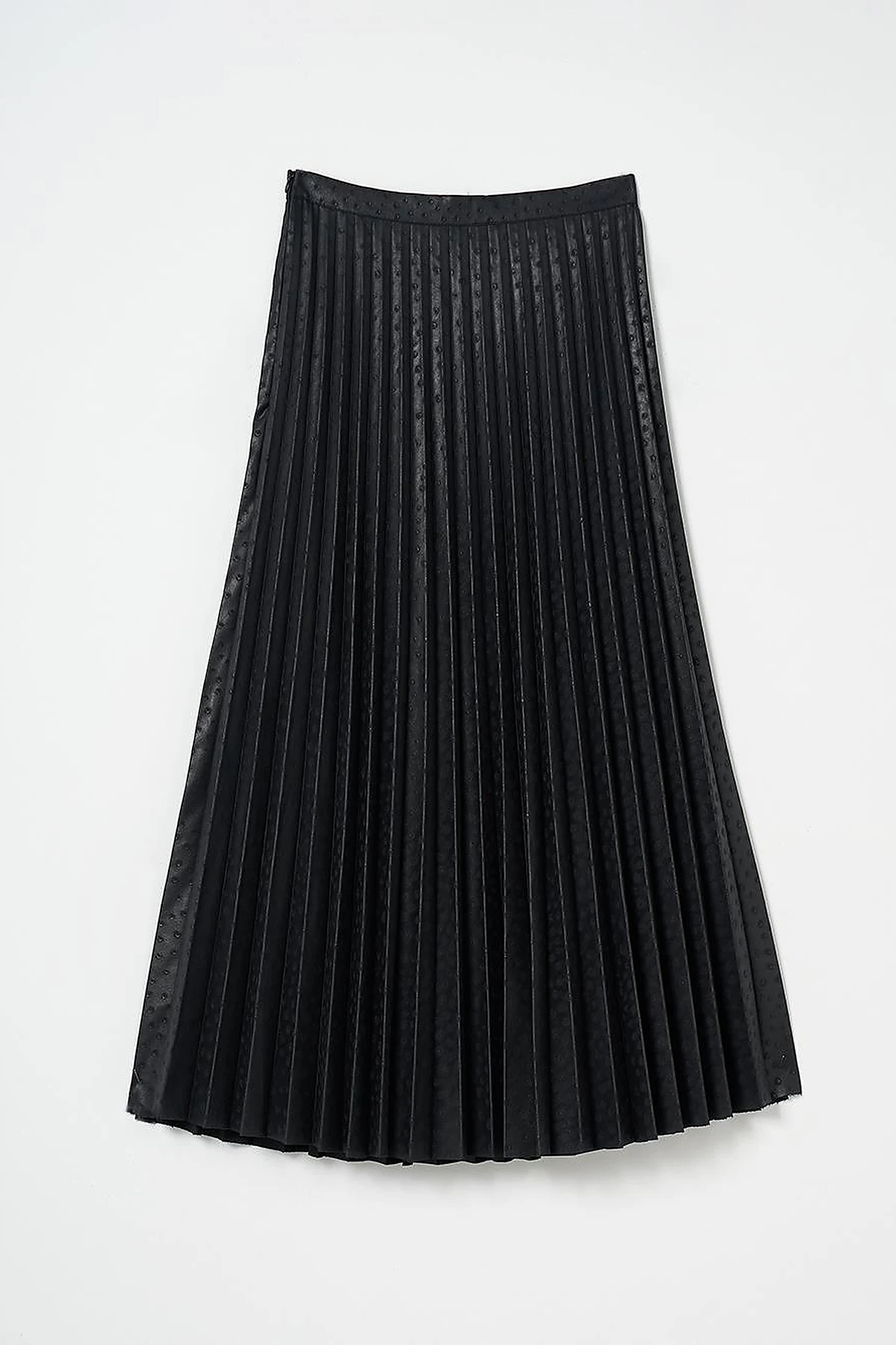 Polka Dot Patterned Pleated Skirt Navy Blue