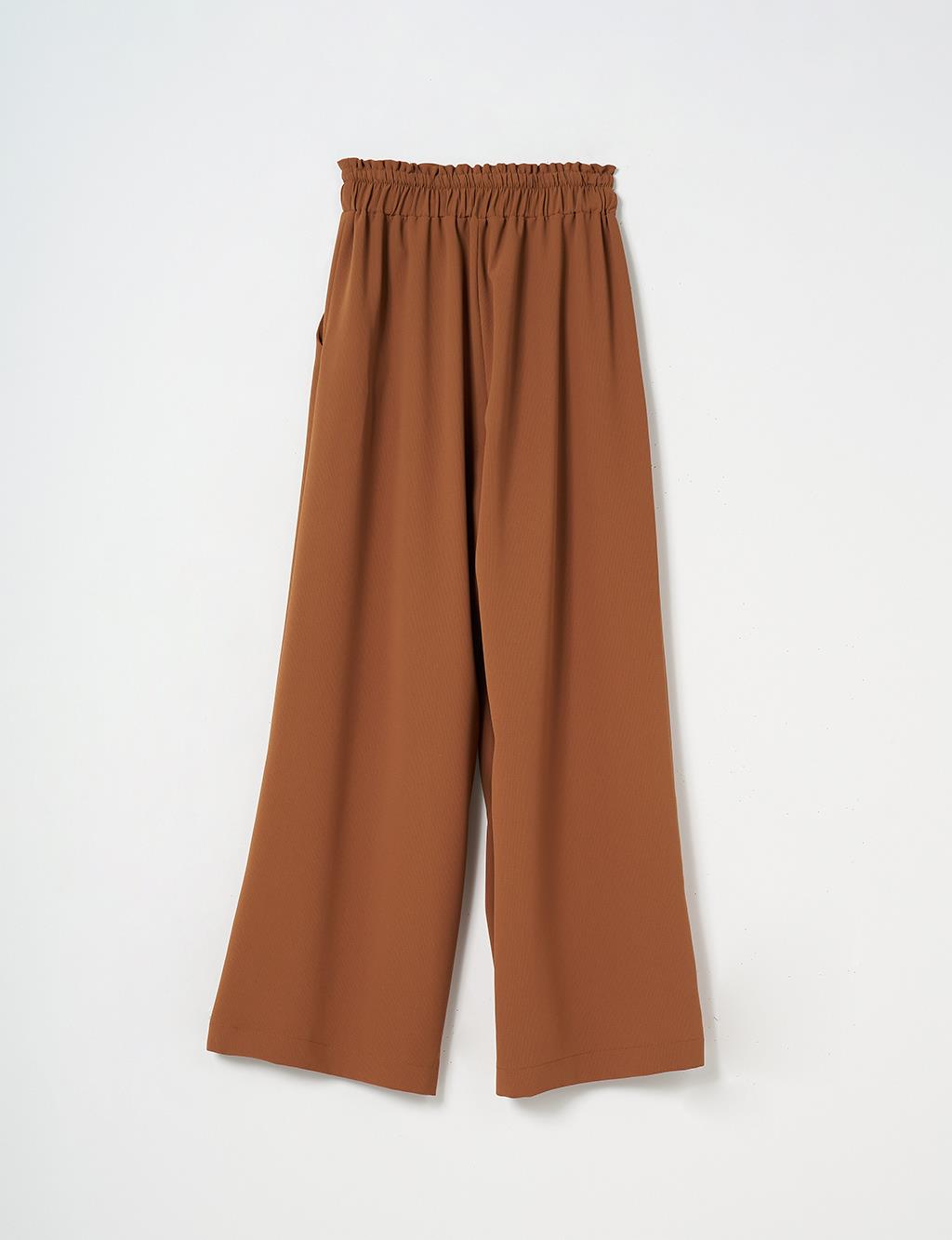 Wide Leg Laced Pants Camel