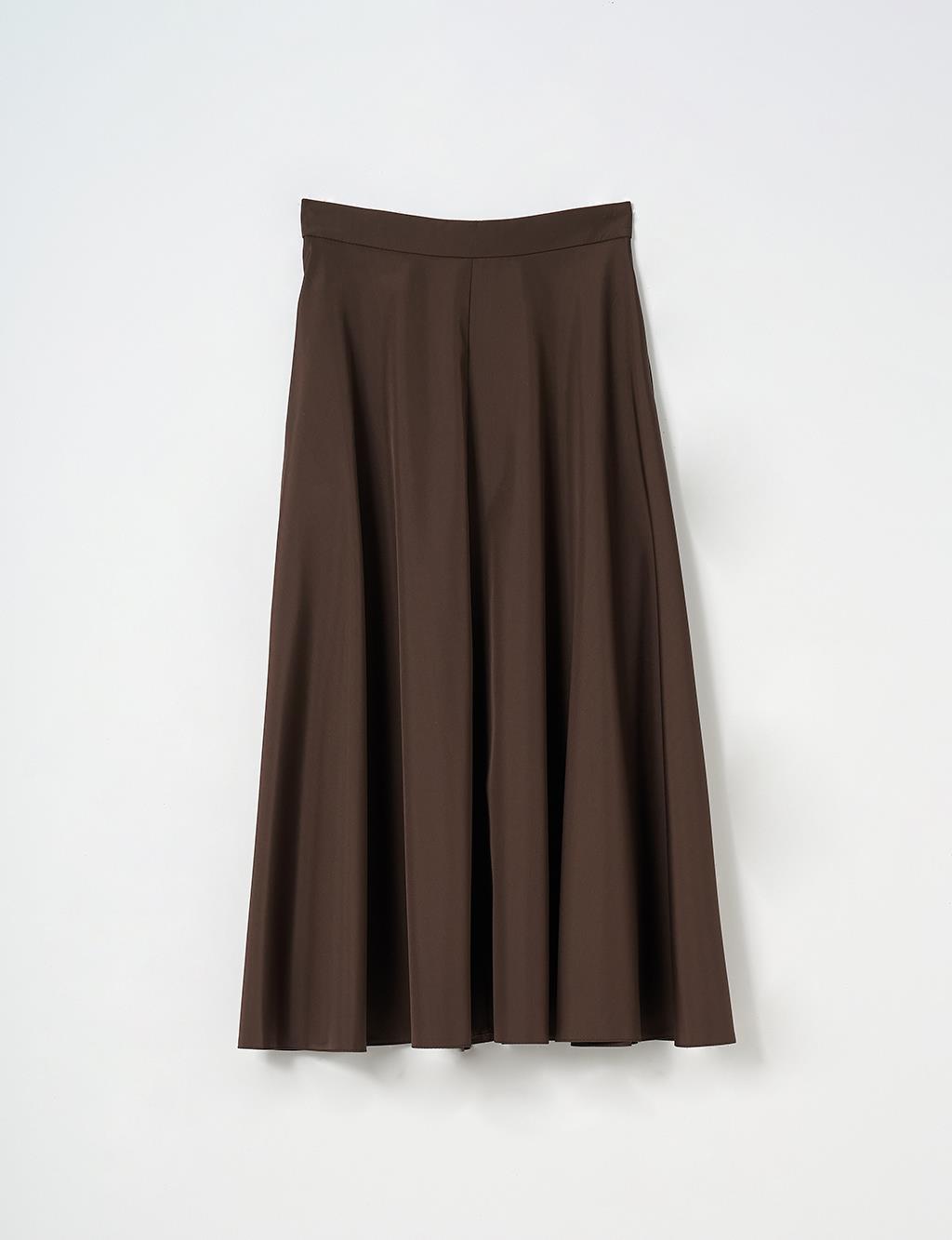 Flared Skirt with Zippered Pocket Detail Dark Mink