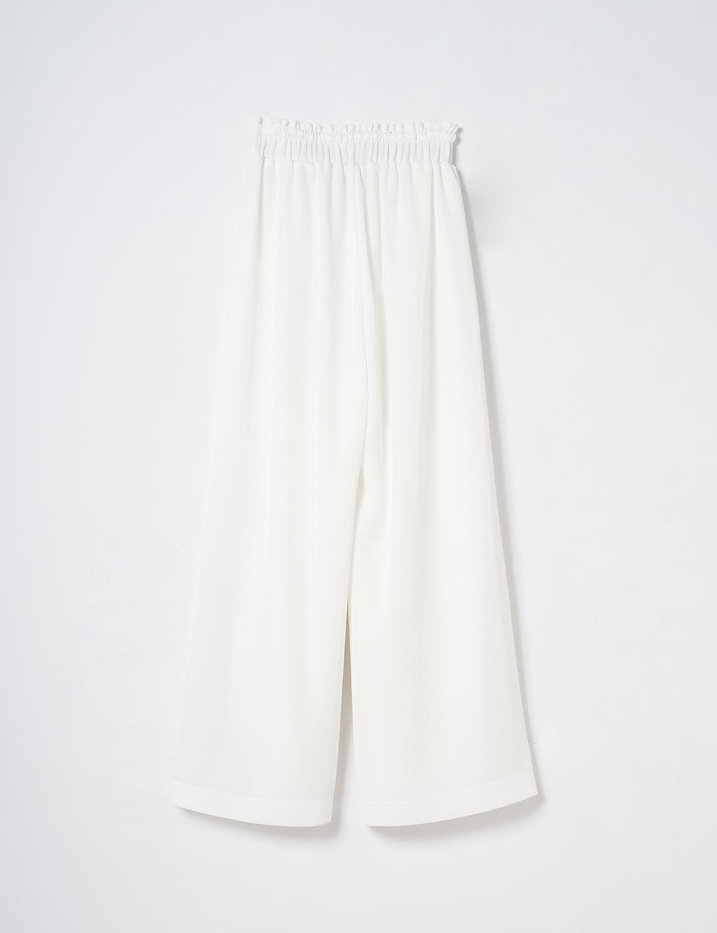 Wide Leg Laced Pants Ecru