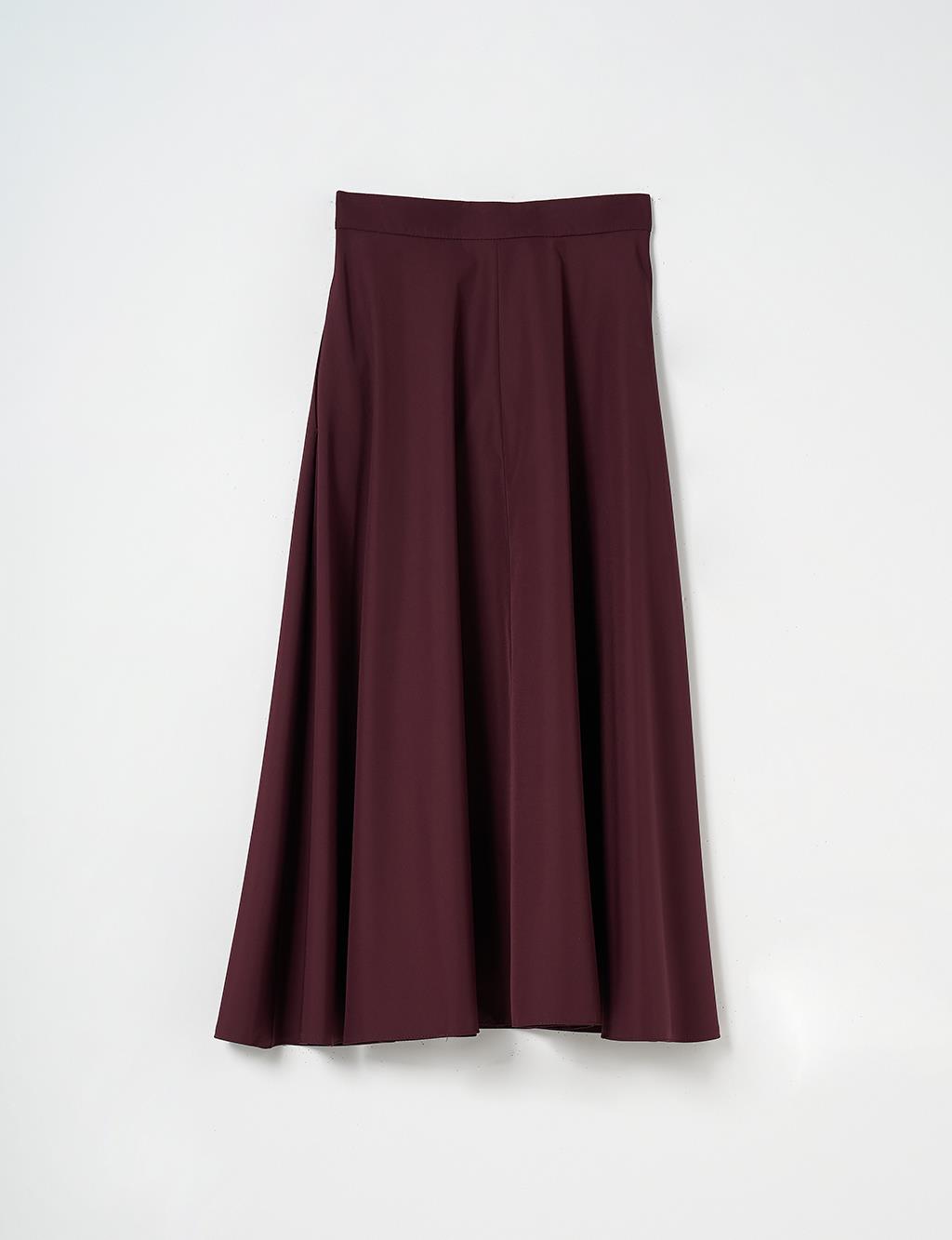 Flared Skirt with Zippered Pocket Detail in Dark Burgundy