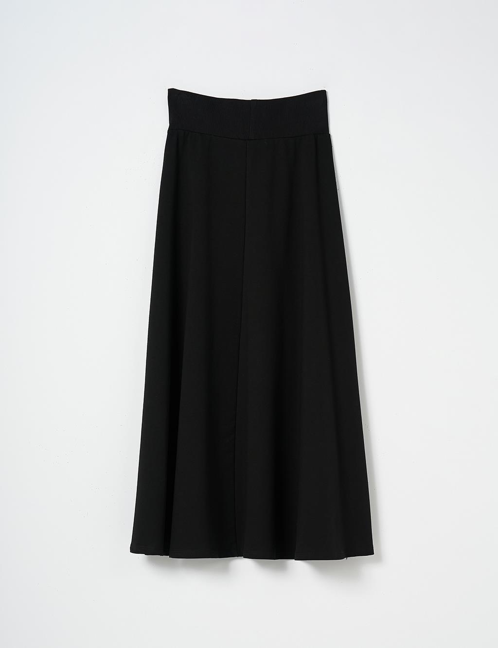 High Waist Flared Skirt Black