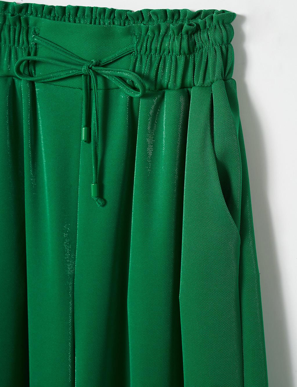 Wide Leg Lace-up Trousers Green