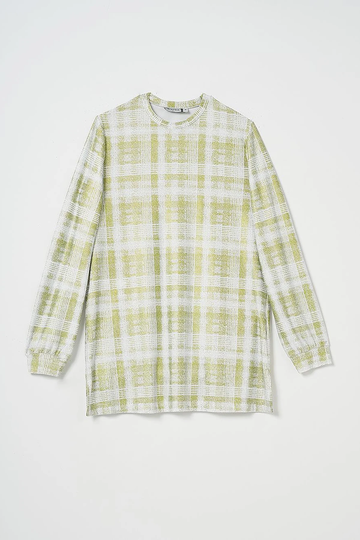 Çizgili Örme Sweatshirt Fıstık Yeşili 