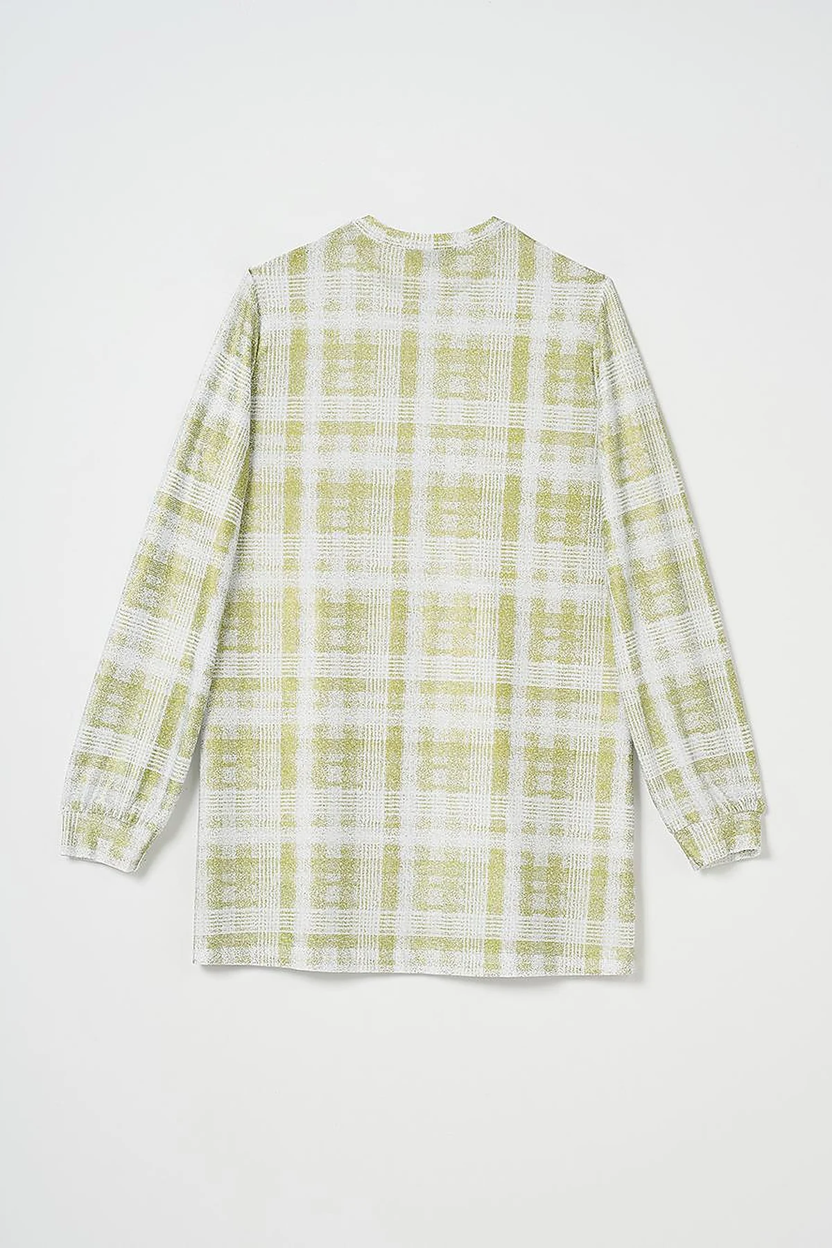 Çizgili Örme Sweatshirt Fıstık Yeşili 