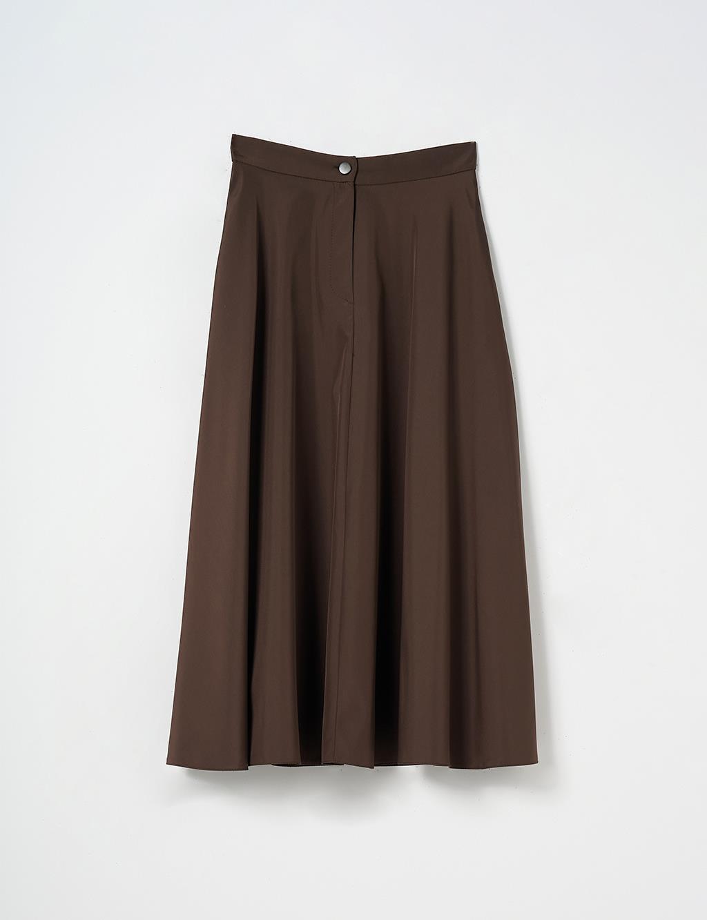 Flared Skirt with Zippered Pocket Detail Dark Mink