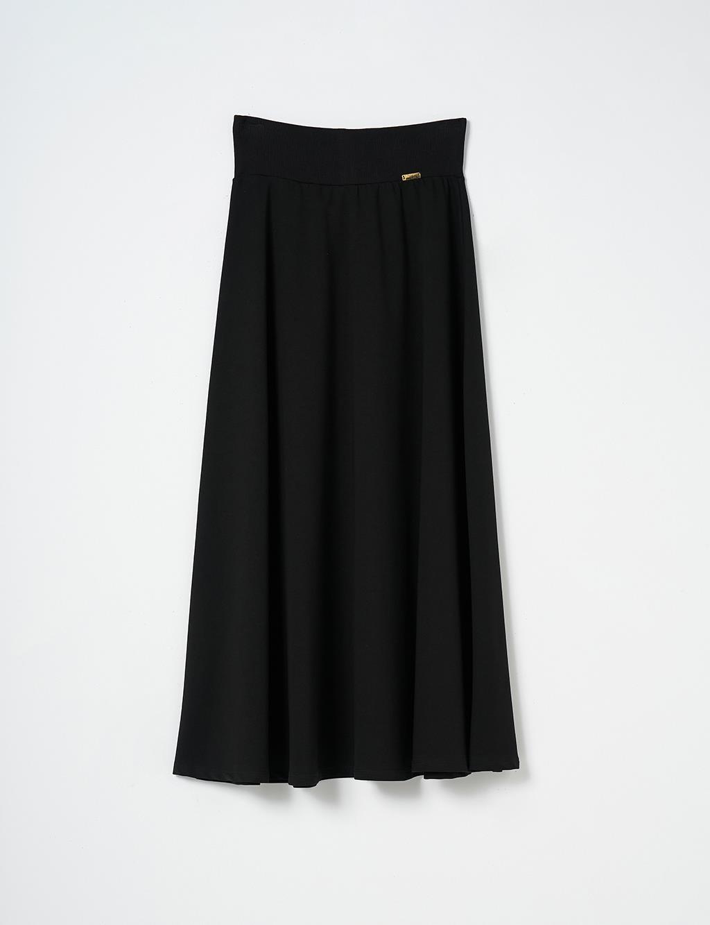 High Waist Flared Skirt Black