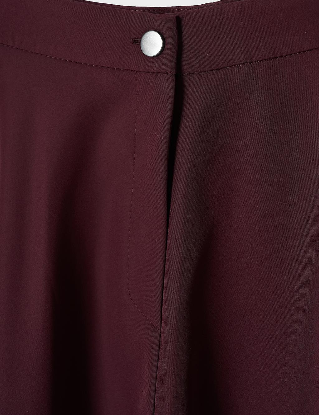 Flared Skirt with Zippered Pocket Detail in Dark Burgundy