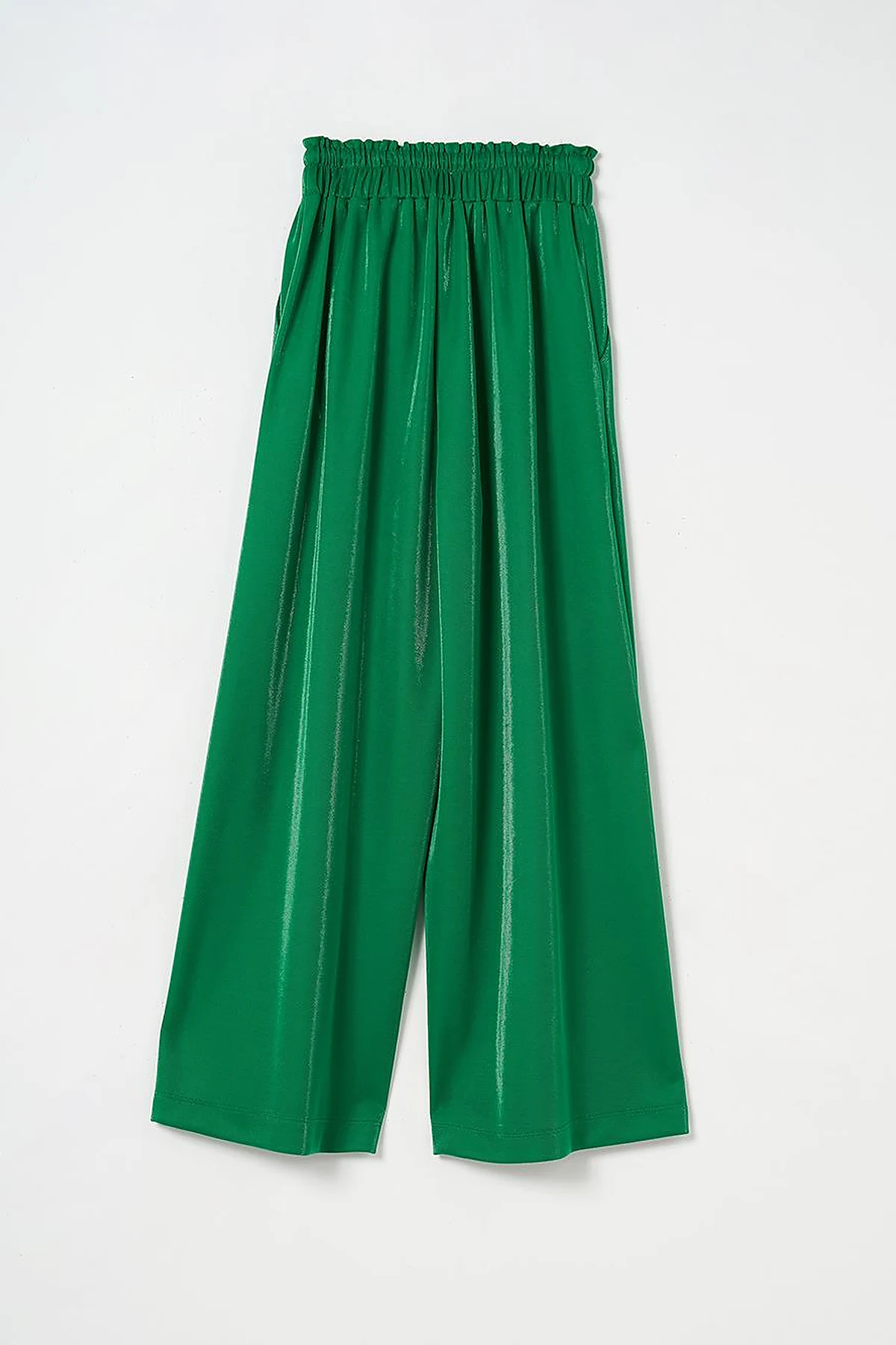 Wide Leg Lace-up Trousers Green