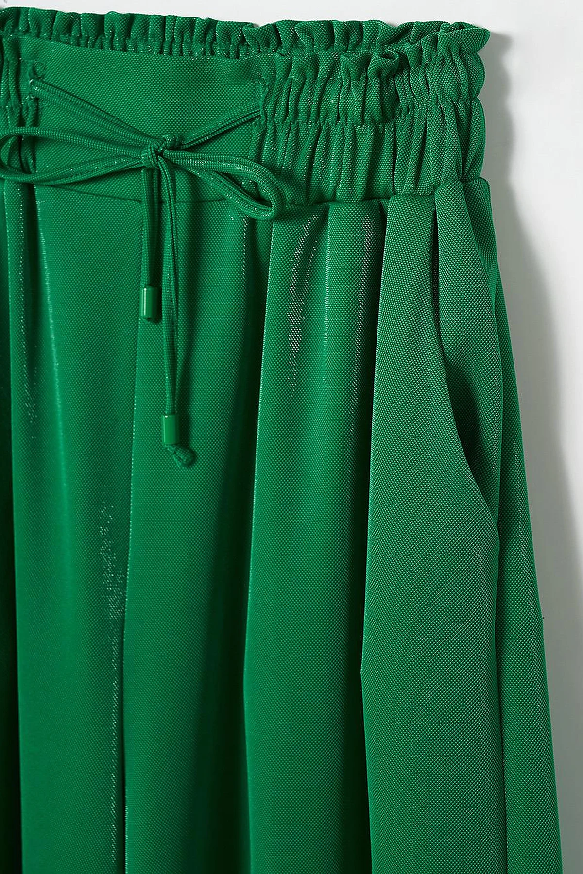 Wide Leg Lace-up Trousers Green