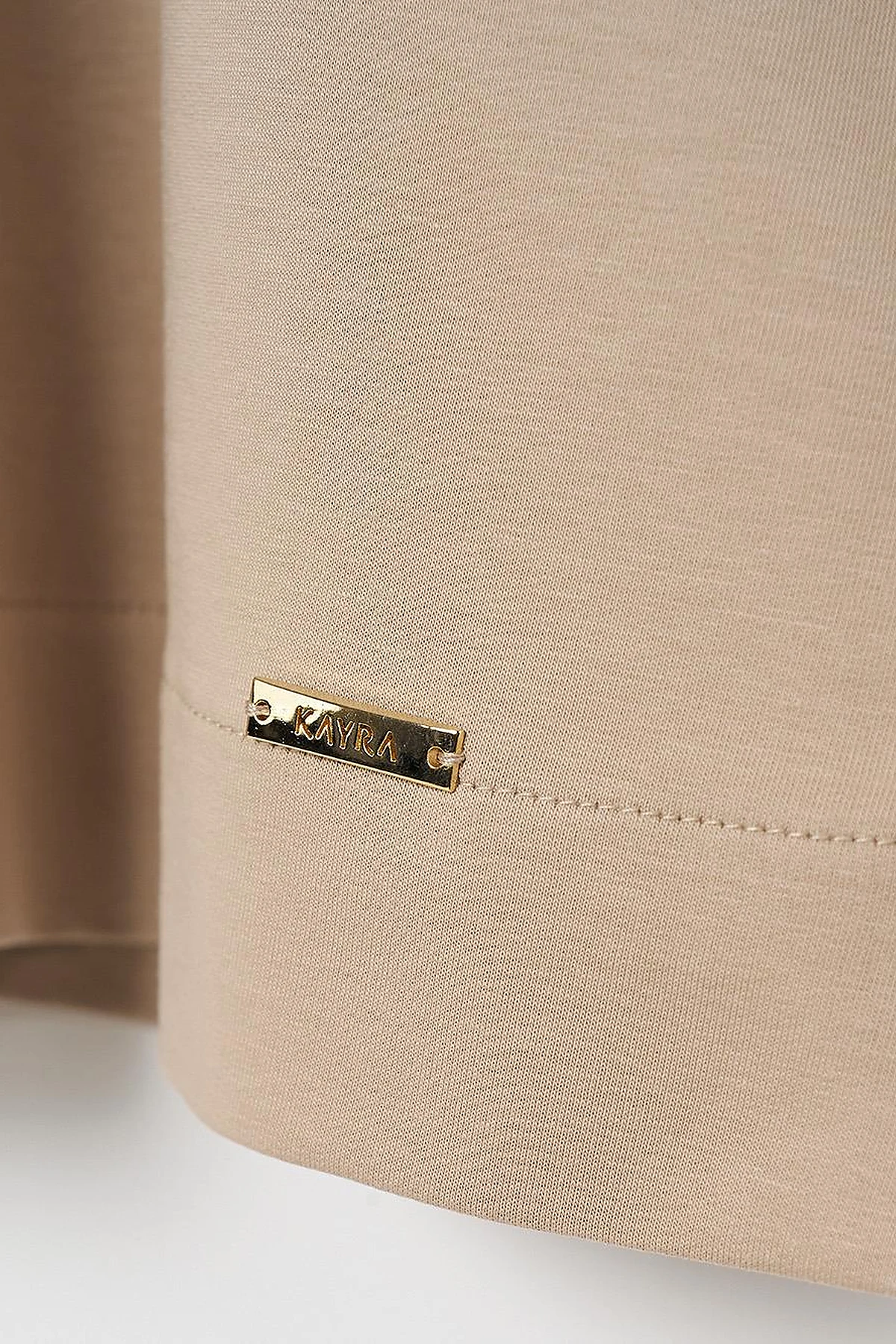 Half Zipper Closure Tunic with Pocket Detail in Beige