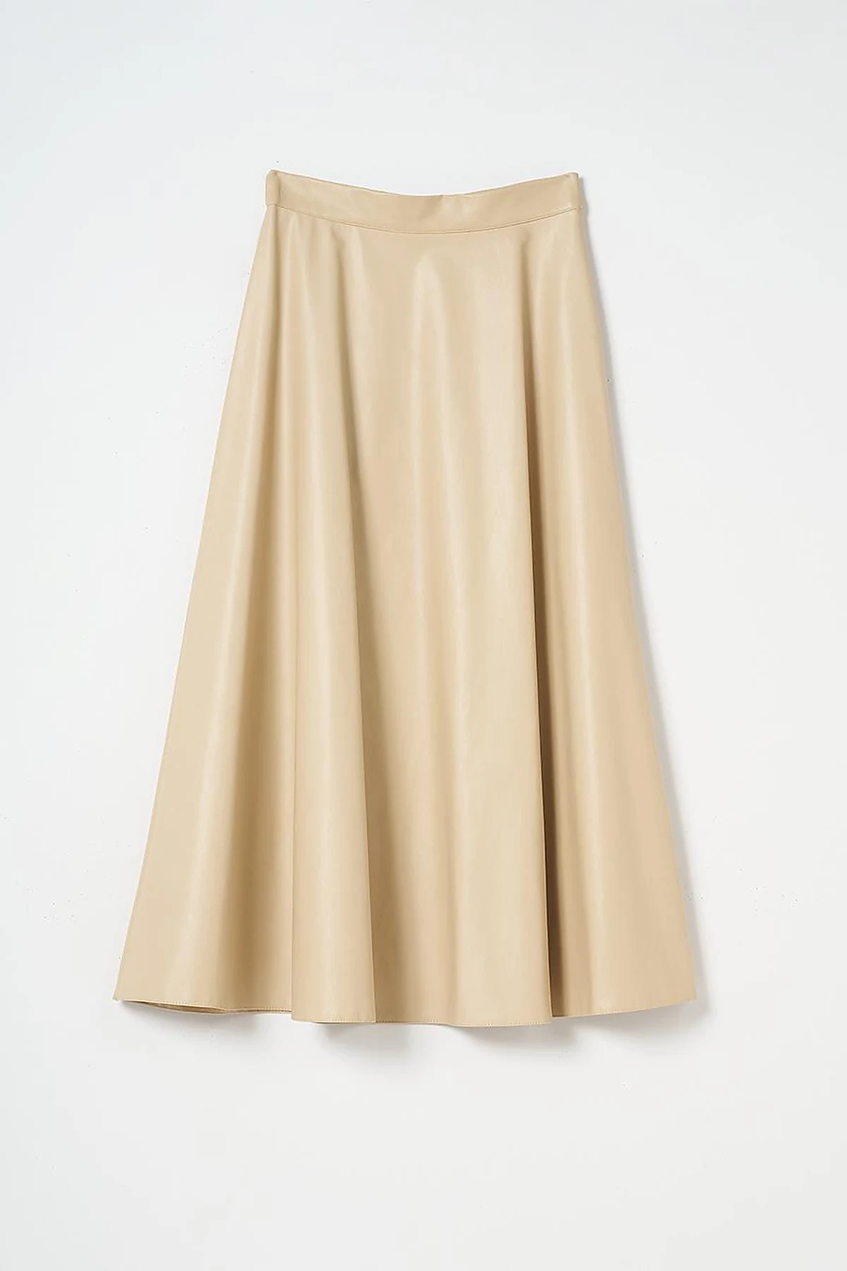 High Waist Faux Leather Skirt Light Beige